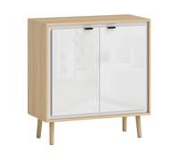 CREDENZA HOMCOM IT83B-494V00WT - Armadio in MDF bianco lucido e rovere con 2 porte e 2 ripiani