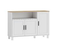 CREDENZA HOMCOM IT83B-526V00WT - Armadio in MDF bianco e legno naturale con 3 porte e 5 ripiani