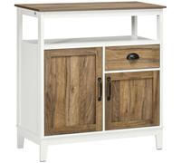 Credenza HOMCOM soggiorno con 2 ante e cassetto 76,6x35x81,5cm bianco e marrone