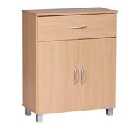 Credenza in faggio WL1.335, 60 x 75 x 30 cm, con cassetto e ante | Piccola credenza moderna marrone | Design armadio in legno | Armadio multiuso con maniglie | Piccolo