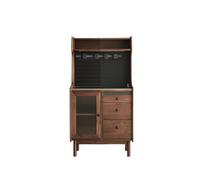 Credenza in legno con piano di lavoro in lastra di pietra, statistica per tè/caffè e mobile basso Sto per cucina, soggiorno o sala da pranzo, moderna pelliccia domestica