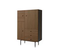 Credenza Jugend Noce in legno ingegnerizzato e massiccio, acciaio, dimensioni 90 x 42 x h142 cm, peso 70 Kg, finitura noce, nero noce