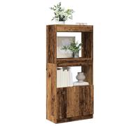Credenza Legno Antico 63x33x140 cm in Truciolato, Vintage Wooden Sideboard with 2 Doors and 3 Shelves, Rustic Storage Cabinet for Living Room, Dining Room & Durable Particle Board Construction
