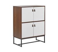 Credenza Legno Scuro con Gambe in Metallo 2 Scomparti 4 Ante 100 x 76 cm Nueva
