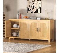 Credenza Madia 180 cm in MDF, 4 Ante ad Arco, Ripiani Regolabili, Passacavi | passacavi, moderna farmhouse, mobile buffet bar coffee bar per sala da pranzo cucina soggiorno