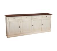 CREDENZA MADIA BUFFET IN LEGNO SHABBY CHIC AVORIO ANTICATO E PIANO NOCE MOD MART