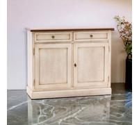 CREDENZA MADIA, PIANO LEGNO NOCE, CORPO BIANCO ANTICATO 105X43X85 H