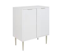 Credenza MDF bianco 2 ante 2 ripiani Gambe in metallo Maniglie Soho