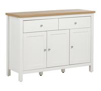 Credenza minimalista con 2 cassetti 3 ante in legno naturale e bianco Atoca