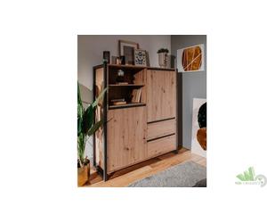 CREDENZA MOBILE 120XP40XH140 CM QUERCIA ANTRACITE 2 ANTE CASSETTI VANI RIPIANI