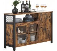 Credenza, Mobile da Cucina, Mobile Contenitore, con 3 Ante, per Soggiorno, Cucina, Sala da Pranzo, 33 x 110 x 75, Stile Country [Ampio spazio organizzativo] Il piano del tavolo misura 33 x 110 cm, il