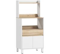 Credenza Mobile per Microonde 60x40x131 cm Mensole con Retro Aperto in Legno Bianco