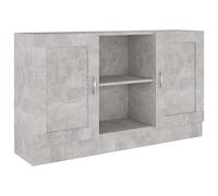 Credenza, Mobile per Soggiorno con 2 Ante e 2 Scomparti, 120 x 30,5 x 70 cm, in Legno Multistrato e MDF, Grigio Cemento, for Sala da Pranzo e Soggiorno