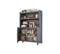 Credenza, mobiletto in acciaio laminato a freddo di grande capacità, con fori for la gestione dei cavi elettrici e ante trasparenti, adatto for cucine e soggiorni(Color1,90x42x157cm)