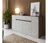 CREDENZA MOD. CRETA CM 170X40 H. 85 NOCE EASTWOOD E EFFETTO SPATOLATO BIANCO