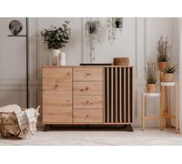 Calicosy DEINE TANTE EMMA 003403 Medan 01B - Cassettiera in legno di quercia Artisan Nb/antracite, ca. 120 x 85 x 37,5 cm