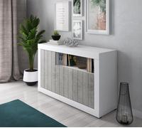 CREDENZA MOD. RAVEN CM 137X42 H. 86 BIANCO FRASSINATO E CEMENTO