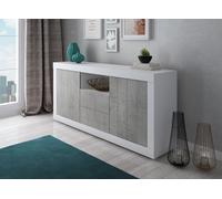 CREDENZA MOD. RAVEN CM 185X44 H. 86 BIANCO FRASSINATO E CEMENTO