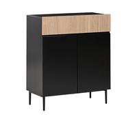 Credenza moderna a 2 ante in MDF legno chiaro e nero a coste Blythe
