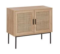 Beliani Credenza Moderna a 2 Cassetti con Fronte in Vimini 72 x 80 cm legno Chiaro