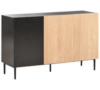 Credenza moderna a 3 ante in MDF legno chiaro e nero a coste Blythe