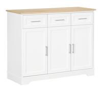 Credenza Moderna A 3 Cassetti E 3 Ante In Mdf E Truciolato Con Ripiano Regolabile, 101x39x82 Cm, Bianco