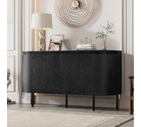Credenza moderna a forma di arco con ripiani regolabili e gambe in metallo, ideale per soggiorno e sala da pranzo (noce), 145 x 43 x 78 cm (nero)