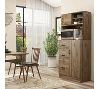 Credenza Moderna con 3 Cassetti e Armadietti Mobile Dispensa in Legno