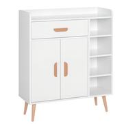 Credenza Moderna Con Armadietto E Cassetto, Mobile Multiuso In Legno Per Cucina E Salotto, 80 X 29.5 X 96cm Bianco