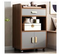 Credenza moderna con cassetto e ripiani aperti, dispensa da cucina per forno a microonde, mensola in legno multifunzionale su ruote, per uso domestico e ufficio