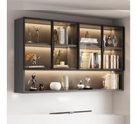 Credenza moderna da parete, elegante contenitore per soggiorno e cucina, portabottiglie in vetro e contenitore per tè, design salvaspazio (160 x 35 x 95 cm)