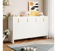 Credenza moderna e minimalista La perfetta combinazione di conservazione flessibile e design elegante. La credenza è dotata di manici dorati, 140 x 80 x 38 cm (bianco)