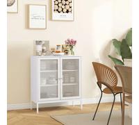 Credenza moderna HOMCOM a 3 livelli con porte in rete 80x37x92 cm bianca White