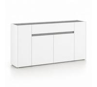 Credenza Moderna Madia In Melaminico Con 4 Ante E 1 Cassetto Mobile Contenitore Sala da Pranzo Soggiorno Design Senza Maniglie Elegante Capiente 170 x 85 x 40 cm Bianco E Grigio Cemento