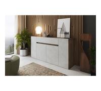 Credenza Gijòn Mobile Mobiletto Soggiorno Salotto Ingresso Sala da Pranzo 3 Ante 154 x 41 x 75 cm Colore Bianco Lucido Rovere Chiaro
