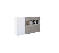 Credenza Gijòn Mobile Mobiletto Soggiorno Salotto Ingresso Sala da Pranzo 3 Ante 154 x 41 x 75 cm Colore Bianco Lucido Rovere Chiaro