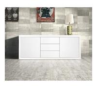 CREDENZA MODERNA MOBILE SOGGIORNO MADIA LEGNO BIANCO O ROVERE 2 ANTE 3 CASSETTI