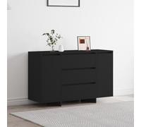 Credenza moderna nera, 120 x 41 x 75 cm, in legno con tre cassetti e due ripiani per uno spazio ottimale | Elegante mobile per sala da pranzo, soggiorno e ufficio