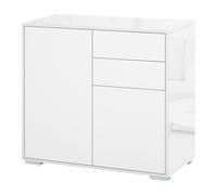 Credenza Multifunzione Moderno con mensole regolabili, 2 Cassetti e 2 Ante a Pressione, linee contemporanee, Bianco Opaco Aosom Italy