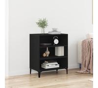 Credenza nera in rovere 57 x 35 x 70 cm in legno con tre grandi ripiani per spazio e design elegante