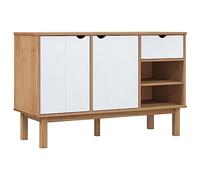 Credenza OTTA Marrone E Bianco 114x43x73,5 Cm Legno Massello Di Pino