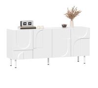 Credenza per sala da pranzo dal design geometrico - Mobile moderno e funzionale con curve irregolari, conservazione multipla ed elegante bianco - Perfetto per minimalismo e arredamento moderno