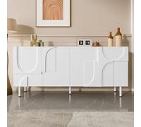 Credenza per sala da pranzo dal design geometrico - Mobile moderno e funzionale con curve irregolari, conservazione multipla ed elegante bianco - Perfetto per minimalismo e arredamento moderno