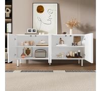 Credenza per sala da pranzo dal design geometrico - Mobile moderno e funzionale con curve irregolari, conservazione multipla ed elegante bianco - Perfetto per minimalismo e arredamento moderno