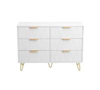 Credenza per soggiorno 100 x 34 x 72,5 cm, armadio da soggiorno a buffet credenza comodino a 6 cassetti, mobiletto da pranzo con gambe Drawer Cabinet (bianco, 100 x 34 x 72,5 cm)