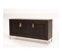 Credenza Pimlico in legno ingegnerizzato e solido, metallo, dimensioni 150 x 44 x h75 cm, peso 49 Kg, finitura legno scuro, ottone nero