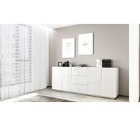 Credenza PONGO a 4 ante e 3 cassetti Bianco laccato lucido