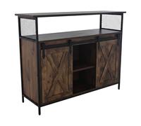 Credenza Relaxdays con Ante scorrevoli, HLP: 80 x 100 x 33 cm, 6 Scomparti, Mobile per Cucina e Soggiorno, Marrone/Nero