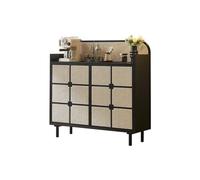 Credenza retrò in legno - Elegante armadio da cucina e soggiorno in rattan per buffet portico e sala da pranzo design vintage con ampio spazio di archiviazione