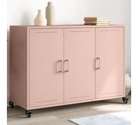 Credenza rosa, 100,5 x 39 x 72 cm, in acciaio, con spazio e ruote per un arredamento elegante, materiale durevole, lamiera d'acciaio robusta, facile da pulire e riporre in modo flessibile